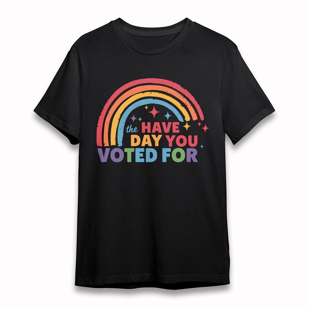 Women's Soft Vote Rainbow Message T-Shirt Short Plus Size Cotton Black_voghion.com