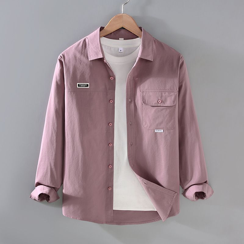 Camicia da lavoro casual sottile a maniche lunghe da uomo, soprabito in cotone, versatile_voghion.com