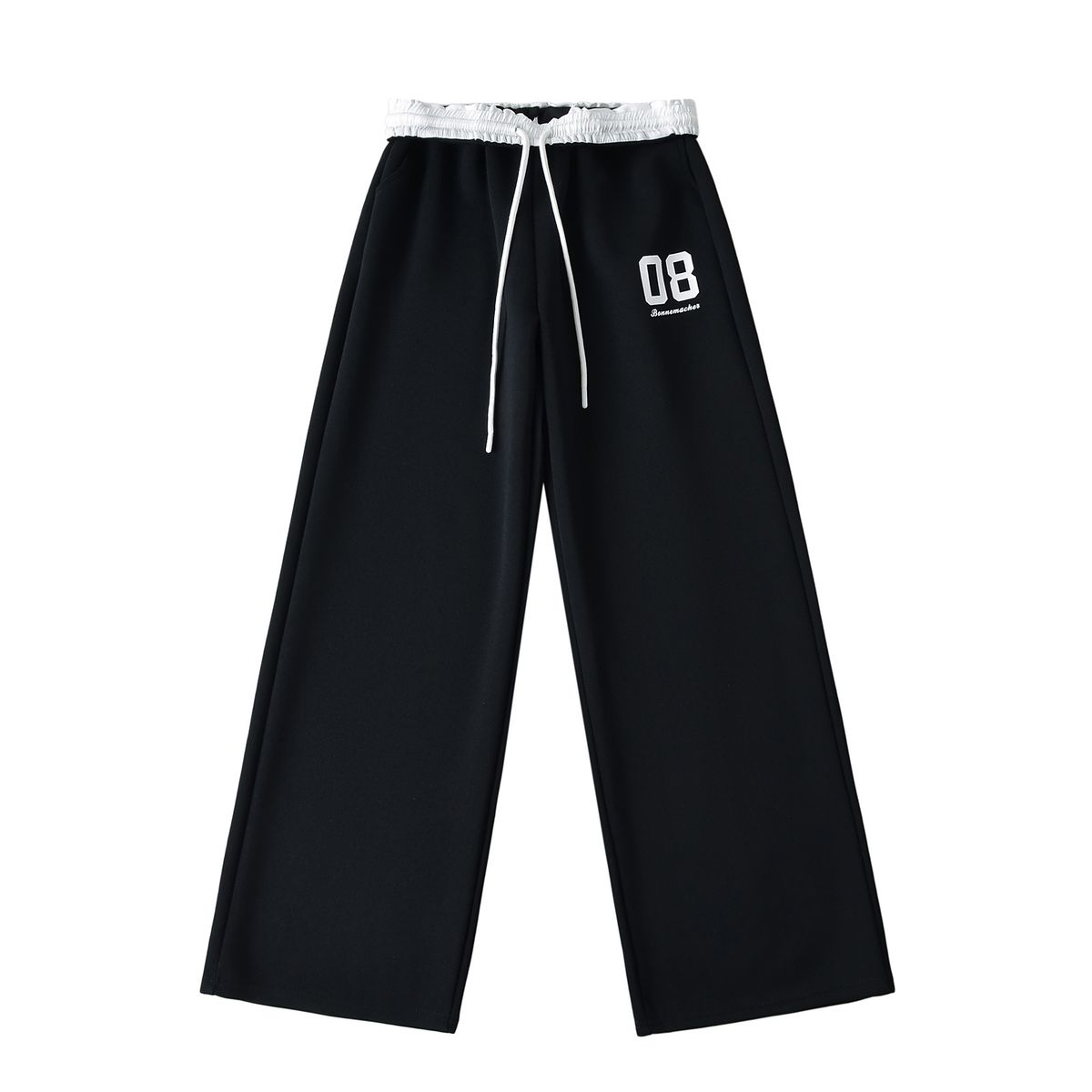 American Style Digital Print Sports Casual For Women 2024 Autumn Color Block Waist Drawstring Loose Straight Wide Leg_voghion.com