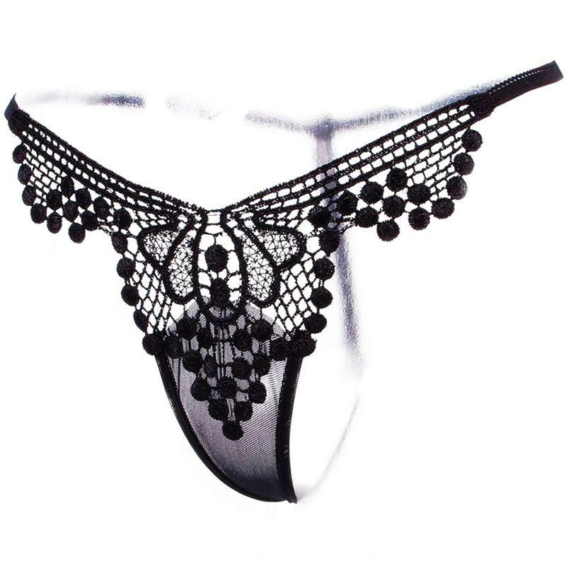 Pin Xian 1306~Sexy Perspective Lace Open crotch thong T pants Women's sexy lingerie_voghion.com
