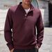 Men's Checkered Stand Collar Button-Up Sweatshirt Long Sleeve Casual Pullover Wrinkle-Free Polyester Slim Fit_voghion.com