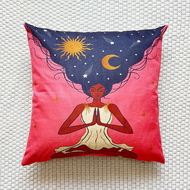 Encryption linen yoga meditation beauty figure printing pillow case home decoration gift sofa cushion cover_voghion.com
