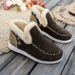 New Snow For Women, Warm And Plush Flat Bottom Color Blocked Short Tube High Top Size 43 Women's Boots_voghion.com