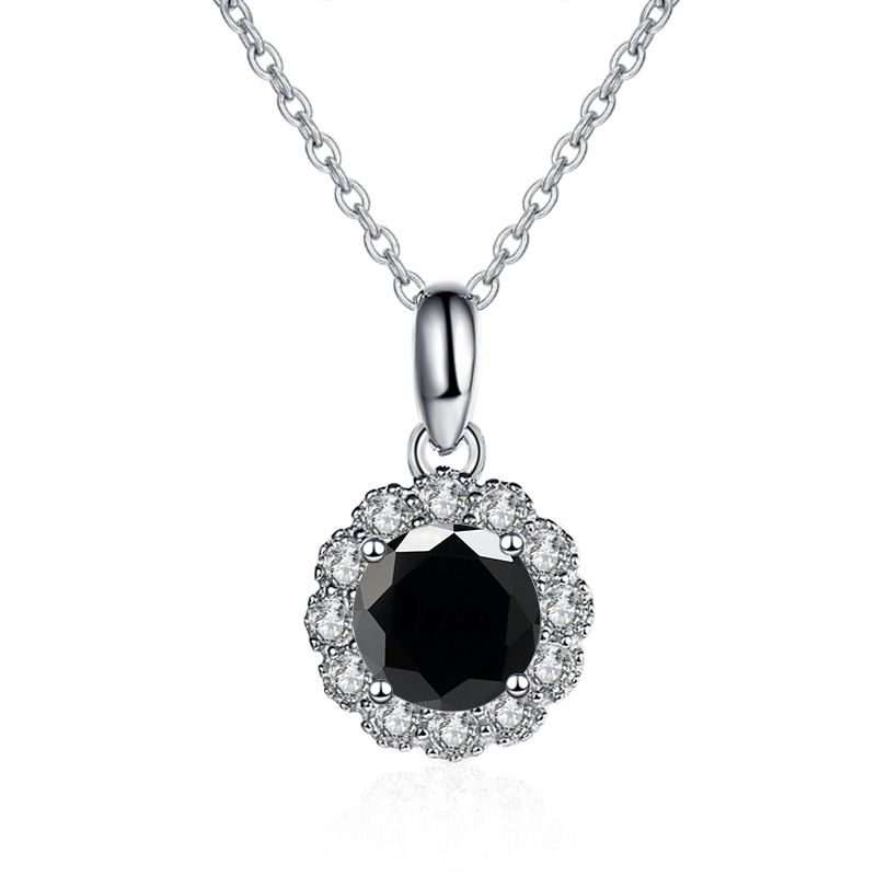 Tancise 1 Carat Flower Brilliant Cut D Color Moissanite Pendant Necklace Silver  Moissanite Diamond Test Past Necklace_voghion.com