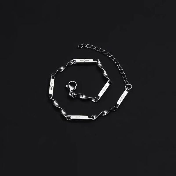 Braccialetto di bambù per ragazzi e ragazze, semplice e di alta qualità in acciaio al titanio, catena anti-scolorimento, accessori versatili alla moda per le mani per le coppie_voghion.com