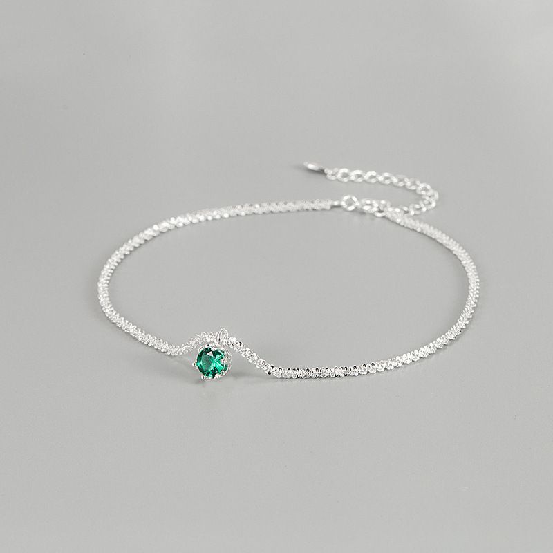 Cavigliera di alta qualità super lucida e scintillante per donna in argento puro con luna, stelle, fiume e zirconi colorati._voghion.com