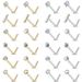 3-4 Stück/Set Nasenpiercings aus goldfarbenem Edelstahl, Herz-, Stern- und runde Kristall-Nasenpiercings, L-Form, 18 g/20 g_voghion.com