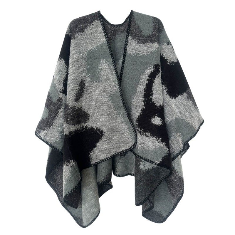 Hot autumn and winter double-sided jacquard imitation cashmere lock edge large leopard print split shawl_voghion.com