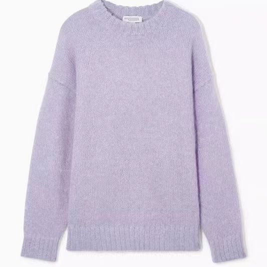 Maglione girocollo in misto mohair – Maglia classica con righe a contrasto (4 colori, dalla XS alla L, misto lana morbida, estetica giapponese-coreana)_voghion.com