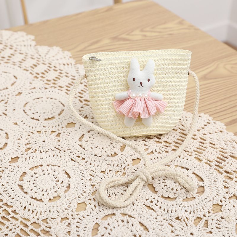 New Children's Straw Hat Bow Straw Bag Set Summer Beach Sun Protection Parent Child Trend Sun Hat_voghion.com