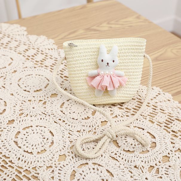 New Children's Straw Hat Bow Straw Bag Set Summer Beach Sun Protection Parent Child Trend Sun Hat_voghion.com