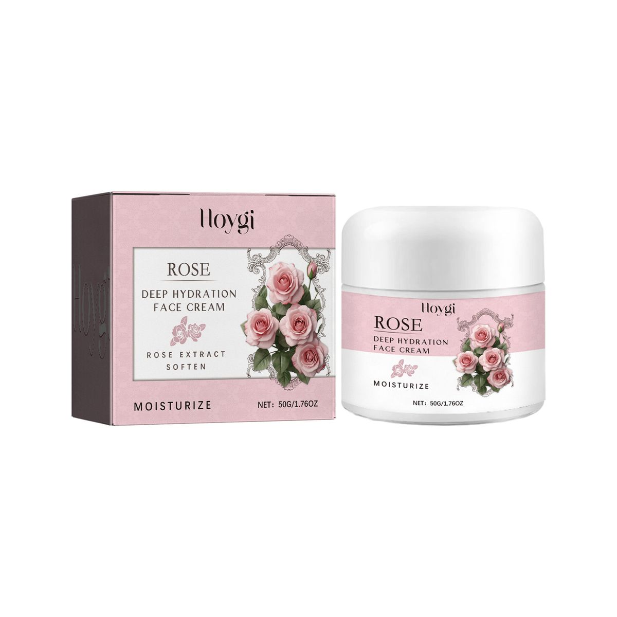 Hoygi Rose Ενυδατικό σε βάθος, μακράς διαρκείας, καθαριστικό για ακαθαρσίες, ενυδατικό και μη σφιχτό σετ_voghion.com