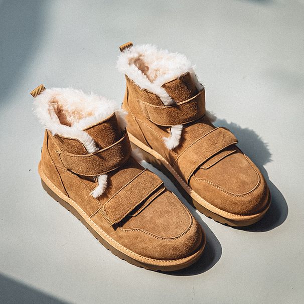 Scarpe da uomo, coppia di stivali da neve, design di nicchia, autunno e inverno, nuove scarpe in velluto spesso e caldo, in cotone nord-orientale, suola spessa_voghion.com