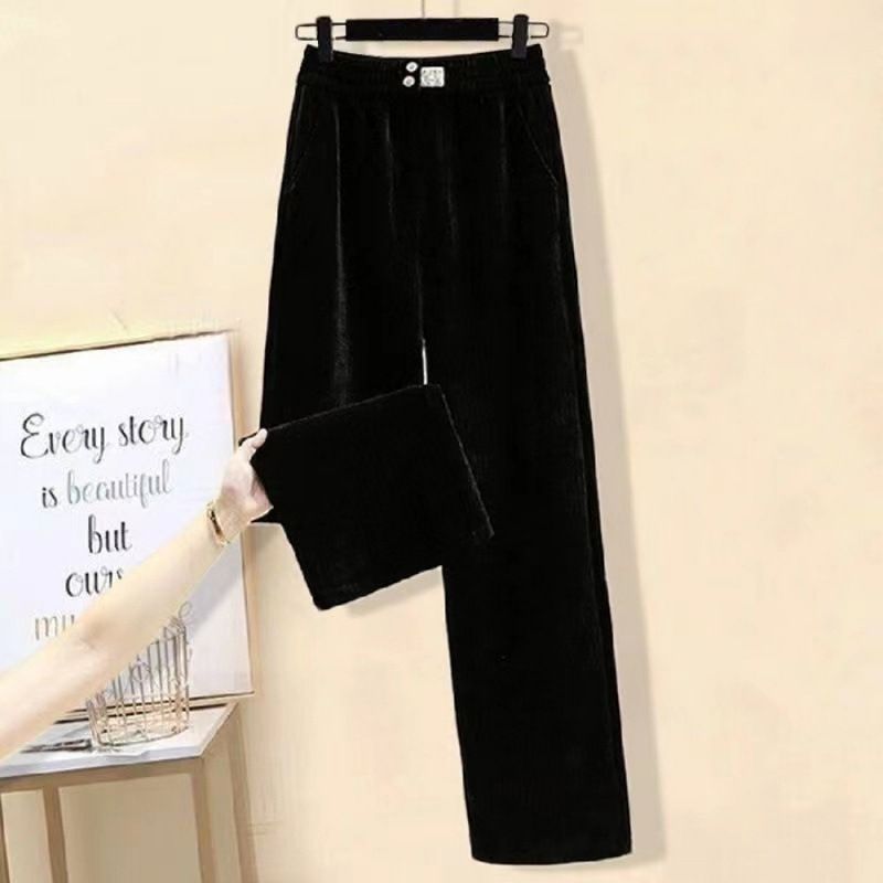 Ensemble de vêtements pour femmes, nouvelle collection automne coréenne, pull ample en tricot à col en V avec pantalon droit et drapé ample_voghion.com