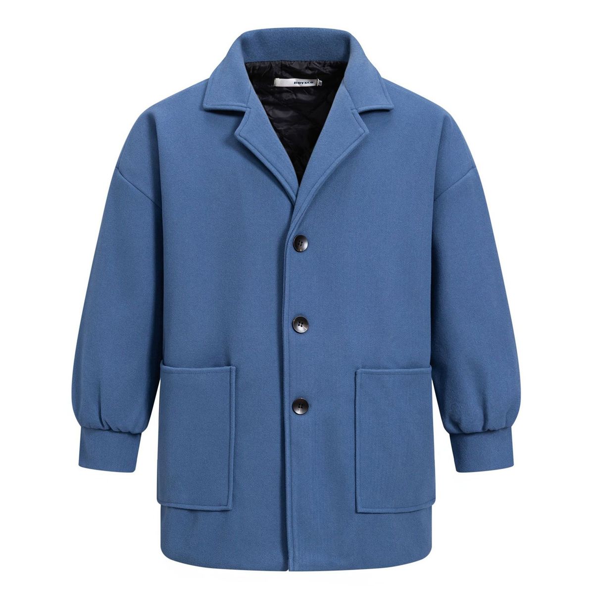 Unisex Verdickter Wollmantel Loses Revers Einfacher Einfarbiger Wollmantel Herbst Basic Normal Einreihig Wollmischungen C_voghion.com