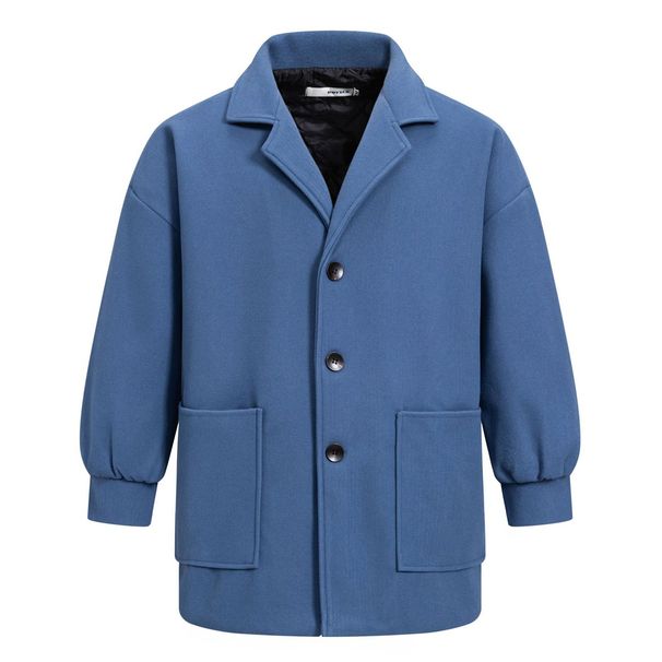 Unisex Verdickter Wollmantel Loses Revers Einfacher Einfarbiger Wollmantel Herbst Basic Normal Einreihig Wollmischungen C_voghion.com