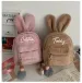 Personalized Name Cute Kavay Artificial Fur Mini Rabbit Ears Female Travel Shoulder Bag Plush Backpack 241122_voghion.com