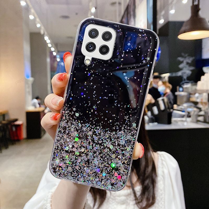 Shiny Bling Glitter Star Clear Soft Case Cover for Samsung Galaxy A04e A14 A34 A54 5G A33 A53 M12 M22 A04S A12 A13 A22s A32 A52s_voghion.com