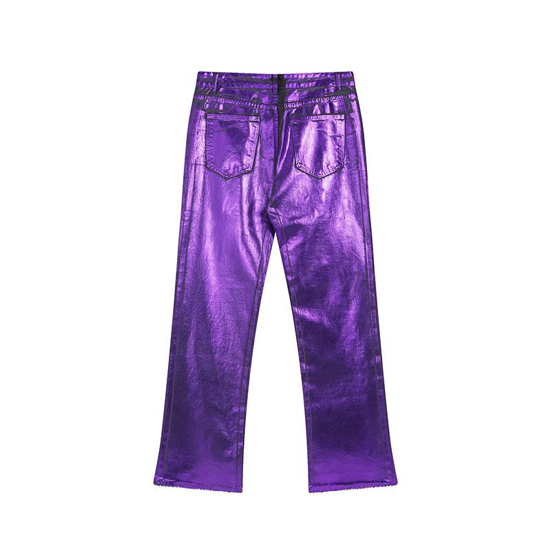 Pantalon long décontracté légèrement extensible, style laser violet foncé, unisexe, nouvelle collection été 2024_voghion.com