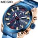 MEGIR Men's Business Watch With Stainless Steel Band, Waterproof, Luminous, Multifunctional Chronograph, Quartz Movement_voghion.com