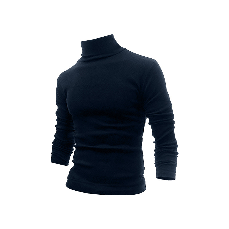 Maglione a collo alto in cotone da uomo, casual, tinta unita, autunno inverno 2023_voghion.com