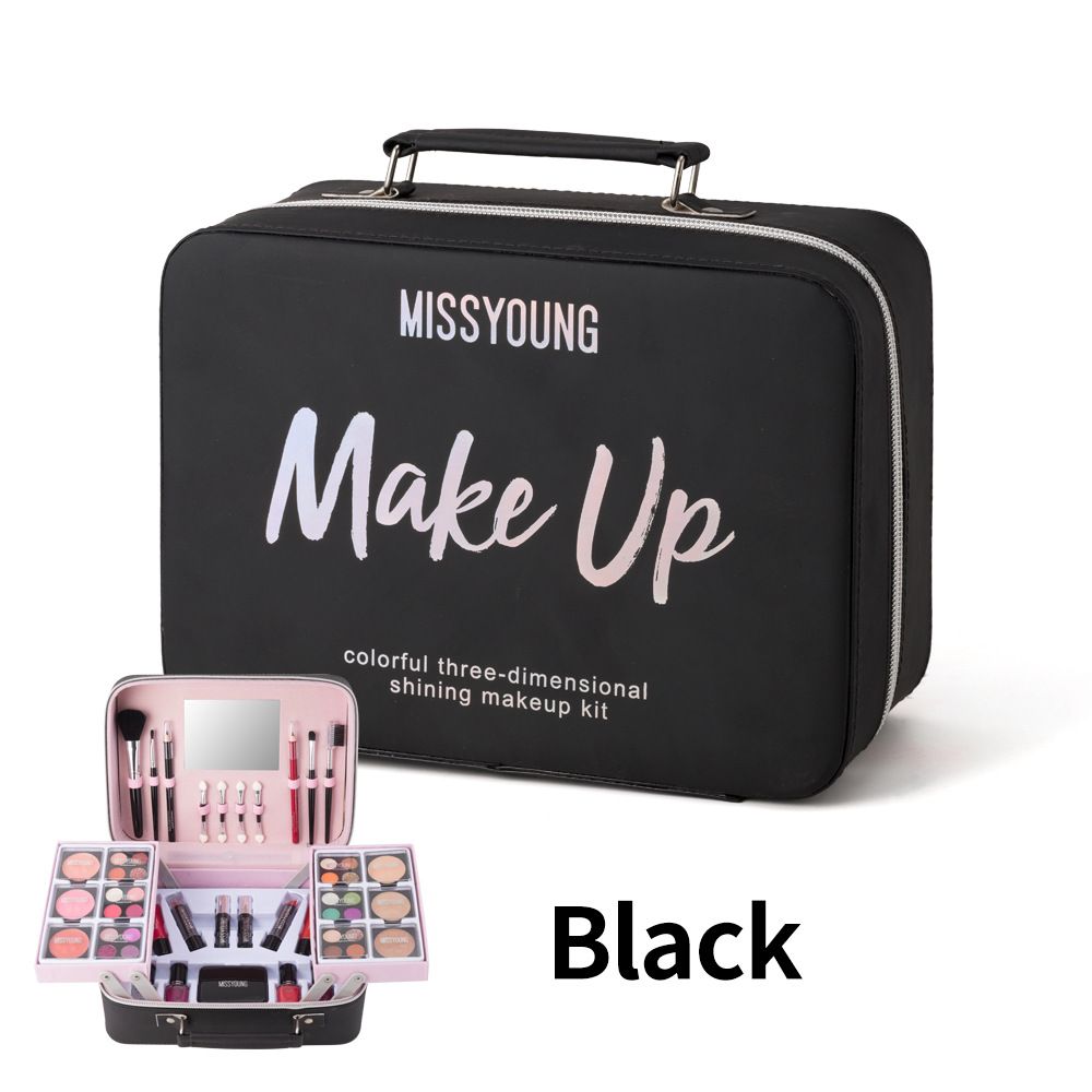 24-Color Professional Makeup Palette Set - Eyeshadow, Lipstick, Blush & Highlighter Kit - Trendy & Versatile Cosmetic Collection (Black/Rose/Silver)_voghion.com