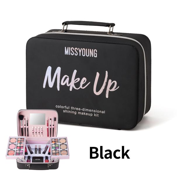 24-Color Professional Makeup Palette Set - Eyeshadow, Lipstick, Blush & Highlighter Kit - Trendy & Versatile Cosmetic Collection (Black/Rose/Silver)_voghion.com