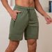 Zipper Pocket Sports Casual Shorts For Men, Summer Quick Drying Breathable Running Solid Color Beach Pants_voghion.com