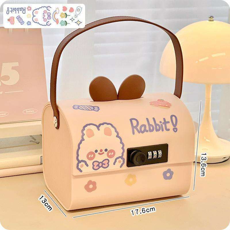 Simpatičen zajec, študentski otroški zaklep z geslom, hranilnik, depozitni predal, sef, novoletno darilo_voghion.com