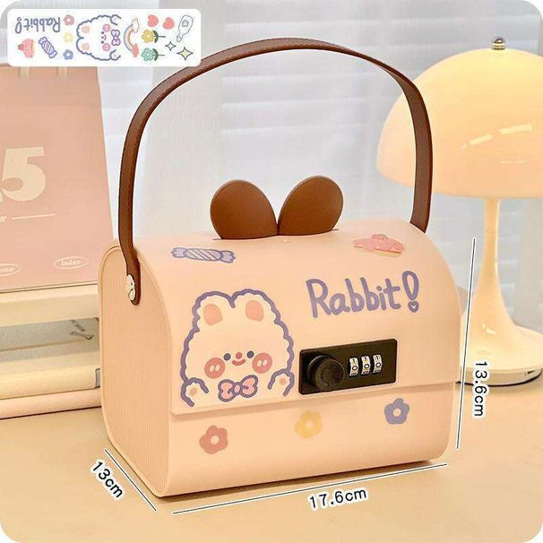 Simpatičen zajec, študentski otroški zaklep z geslom, hranilnik, depozitni predal, sef, novoletno darilo_voghion.com