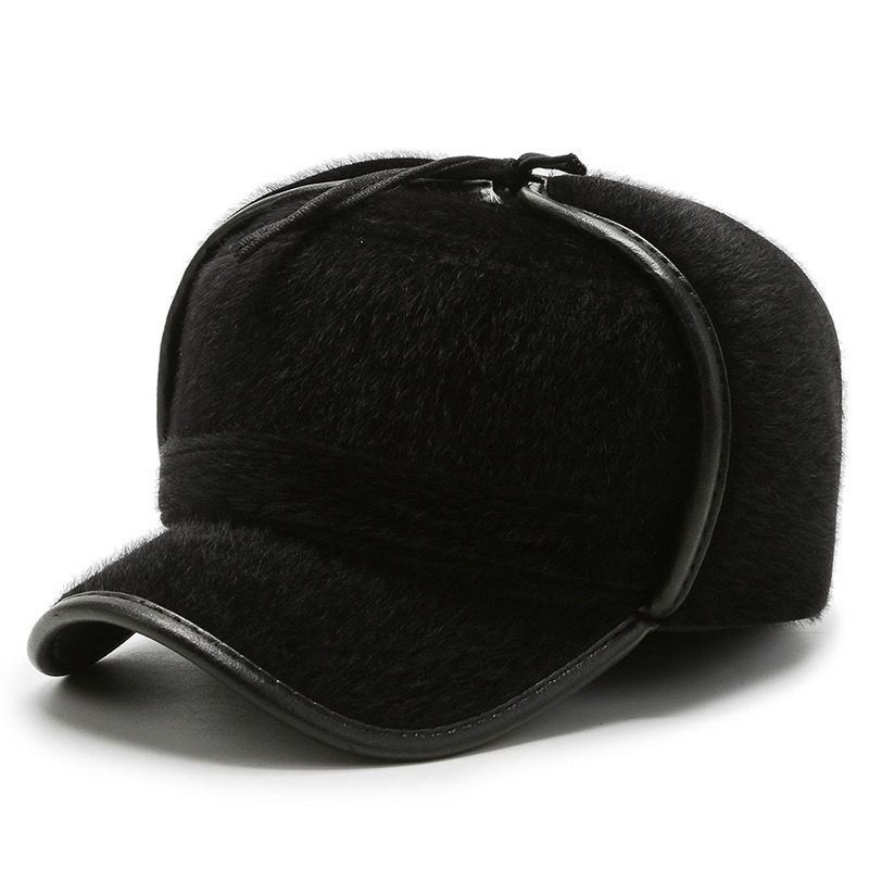 Men Middle-aged And Elderly Autumn And Winter Mink Fur Pilot Hat Warm Ear Protection Cold Proof Arctic Fleece Hat Gift For Elders_voghion.com