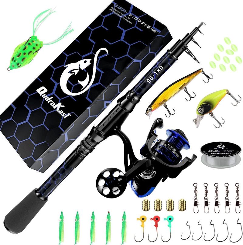 Combos, Unique Design X-Warping Painting, Carbon Fiber Telescopic Rod Reel Combo Kit With Tackle Box, Best Gift For_voghion.com