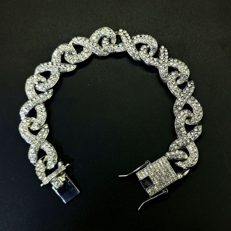 Unisex 8 Shaped Chain With Full Diamonds High Quality Alloy Men's Necklace Men's Hip Hop Cool Cuban Chain_voghion.com