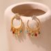 Niche zircon earrings brass plated K real gold bohemian style medieval texture earrings_voghion.com