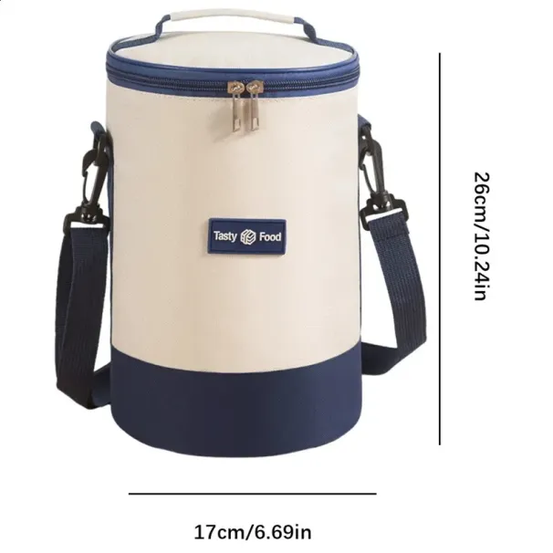 Portabe Unch Bag Insuated Food Handbag Simpe And Practica Shouder Storage Picnic Mea Container Round Shape_voghion.com
