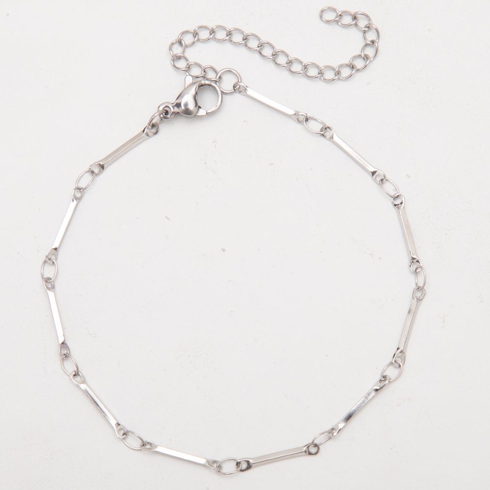 Cavigliera in acciaio inossidabile, di alta qualità, fatta a mano, con catena saldata, geometrica, semplice, alla moda, in titanio, versatile._voghion.com