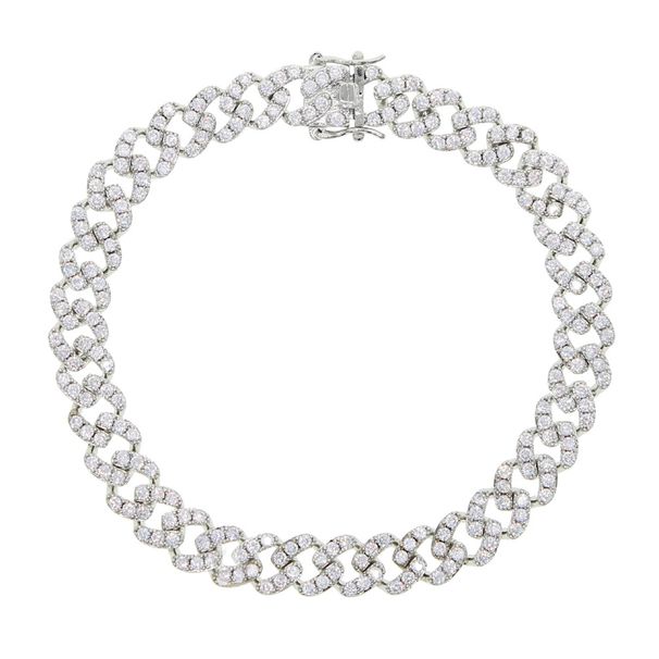 Nuova catena cubana larga 9 mm intarsiata con zirconi bianchi e rosa, gioiello alla caviglia in oro, argento e oro rosa_voghion.com