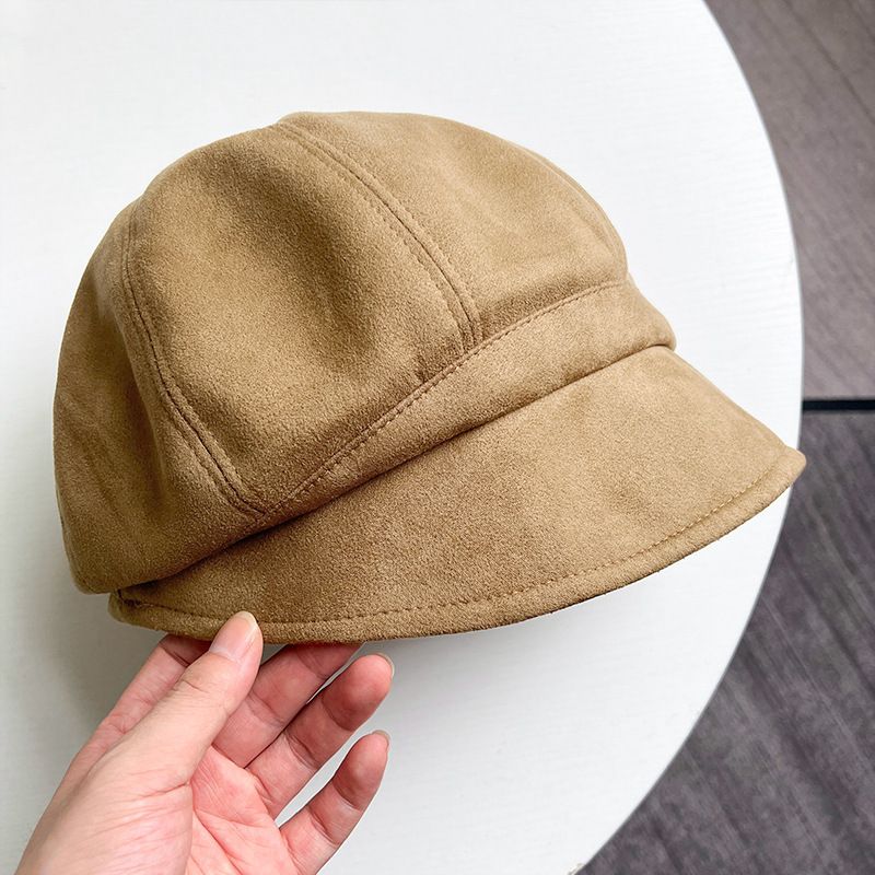 Internet celebrity face covering suede fisherman hat versatile for children in autumn and winter showing off face_voghion.com