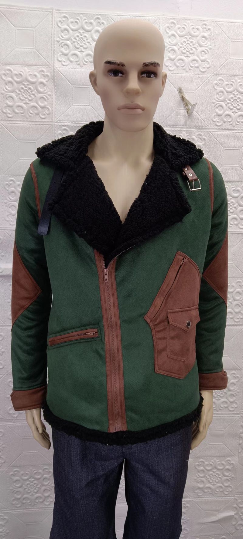 Cappotto invernale da uomo in pelliccia spessa, con contrasto di colore, in un unico pezzo, esplosivo_voghion.com