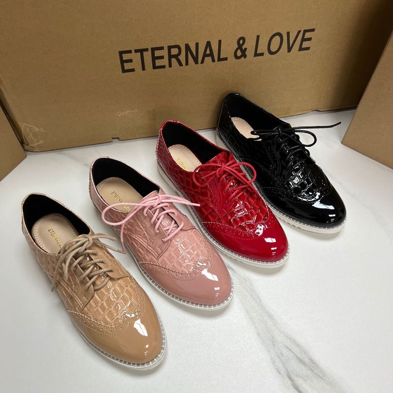 Sapatos femininos elegantes e versáteis estilo universitário sapatos femininos com cadarço_voghion.com
