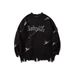 Unisex trui met distressed letters en grafische print – oversized, donkere esthetische trui voor streetwear en grunge-mode (zwart/grijs/crème, M-XL)_voghion.com