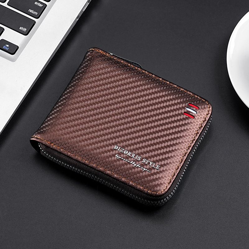 Männer Portemonnaie Kaarte-Etui Portemonnaie Männer kuerzen Stil Männer Retro Multifunktion Anti-Déifstall Swipe Clip Reißverschluss Wiessel_voghion.com