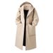 Langer Trenchcoat mit Kapuze für Herren – einreihiger, übergroßer Regenmantel, leichter Windbreaker aus Polyester für den Herbst (M-3XL, Schwarz/Khaki)_voghion.com