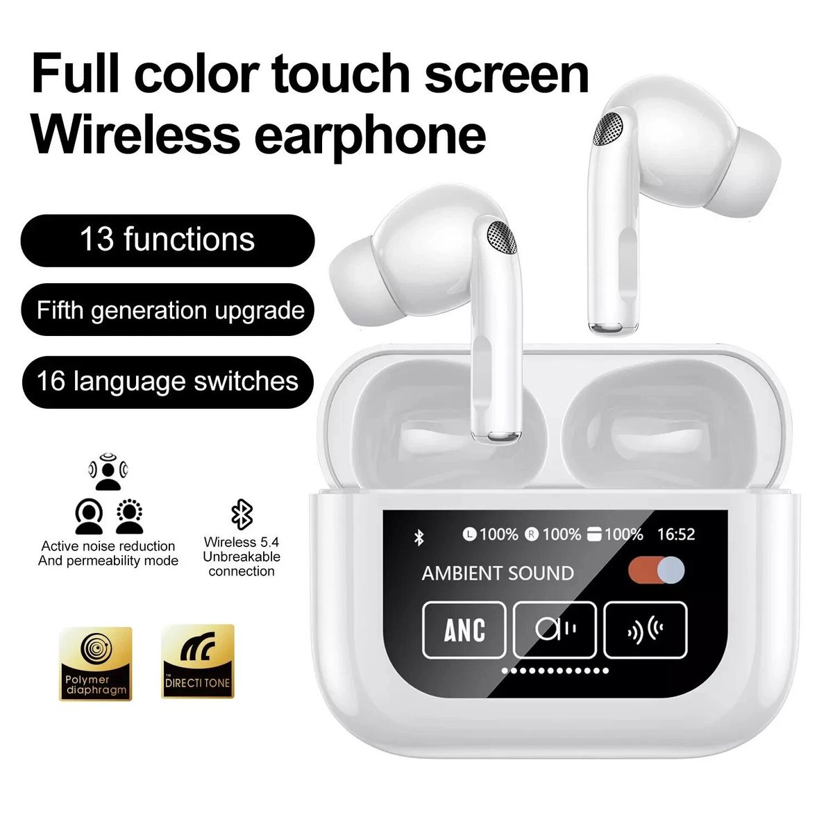 TWS Wireless Earbuds Touchscreen Bluetooth 5.4 Kopfhörer für iPhone & Android_voghion.com