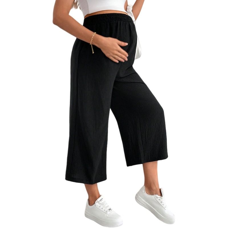 Women's Clothing Casual Wide Leg Seven Point Loose Drape Maternity Straight Pants Spring And Autumn Outer Wear_voghion.com