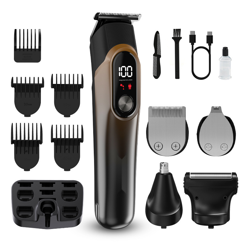 New hair clipper five in one set with digital display, adjustable shaving head, carving, multifunctional electric push,_voghion.com