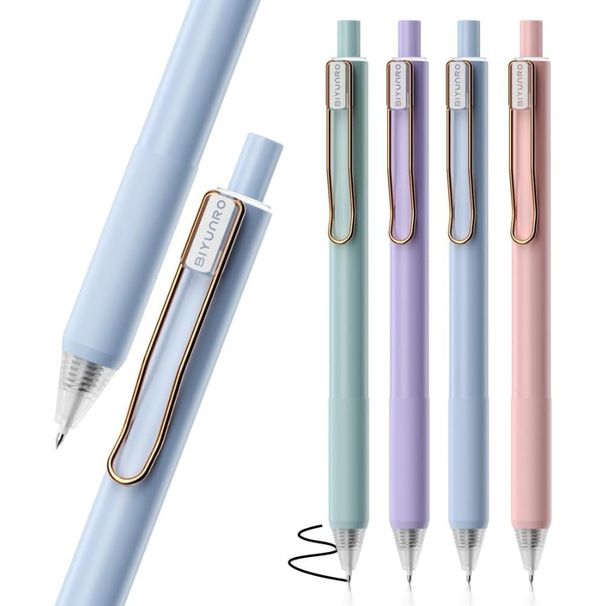 Penne gel inchiostro nero 4 pezzi 0,5 mm punta fine penna per scrittura fluida forniture per ufficio scuola_voghion.com