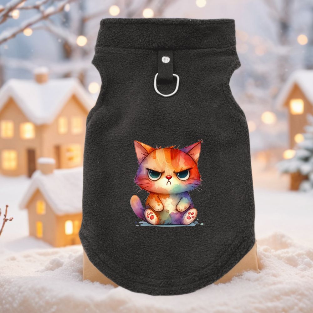 GOODVERYGOODVERY Winter Warm Coat For Small Dogs & Cats - Soft Brown Outer Layer With Cute Pet Face Print, Easy Hook-and-Loop Fastener Vest Jacket -_voghion.com