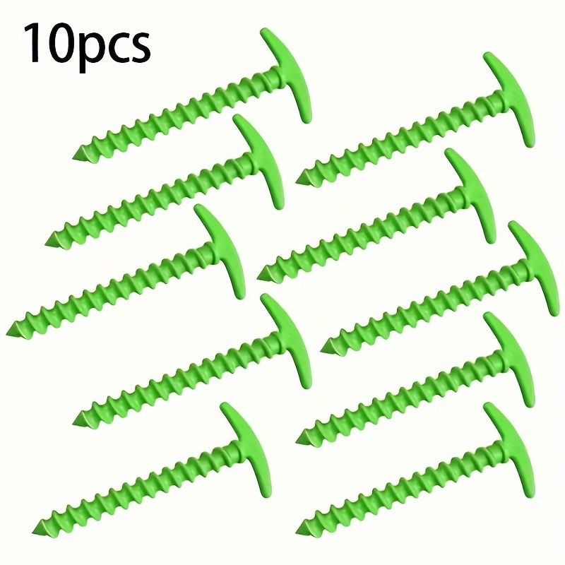10pcs Windproof Spiral Tent Stakes - Durable, Lightweight & Easy To Use For Camping And Outdoor Adventures - Available In Black, Green, Red_voghion.com