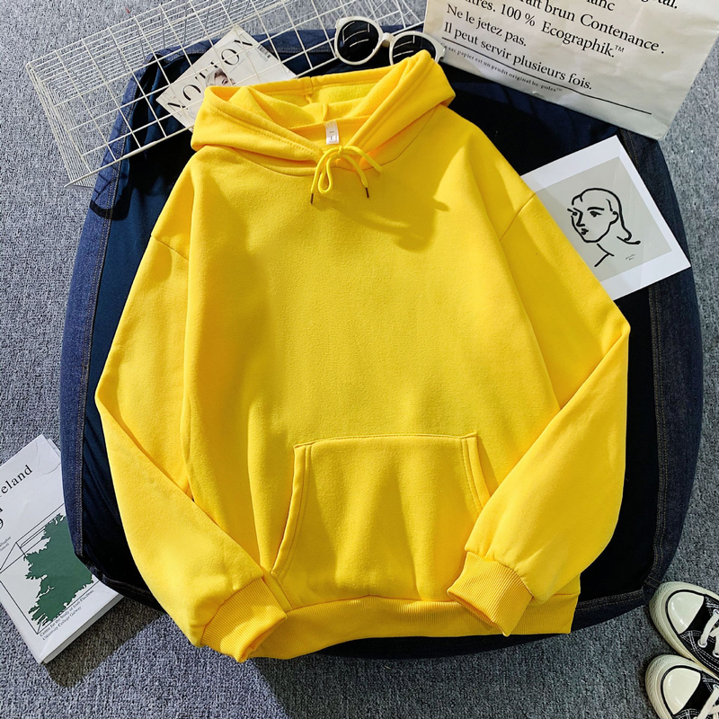 2022 New plush and thick hooded solid color sweater for women in autumn and winter, internet red ins Korean version_voghion.com